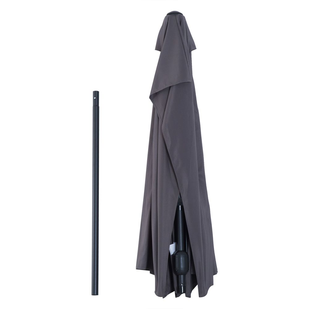 3 m Half Round Umbrella Parasol-Grey Polyester/Aluminum