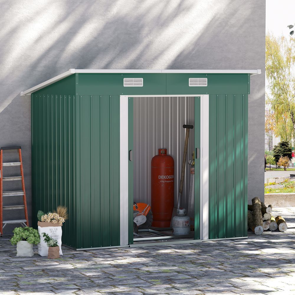 7 x 4ft Outdoor Garden Metal Storage Shed, Green