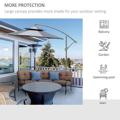 2.7m Garden Banana Parasol Cantilever Umbrella Handle, Dark Grey