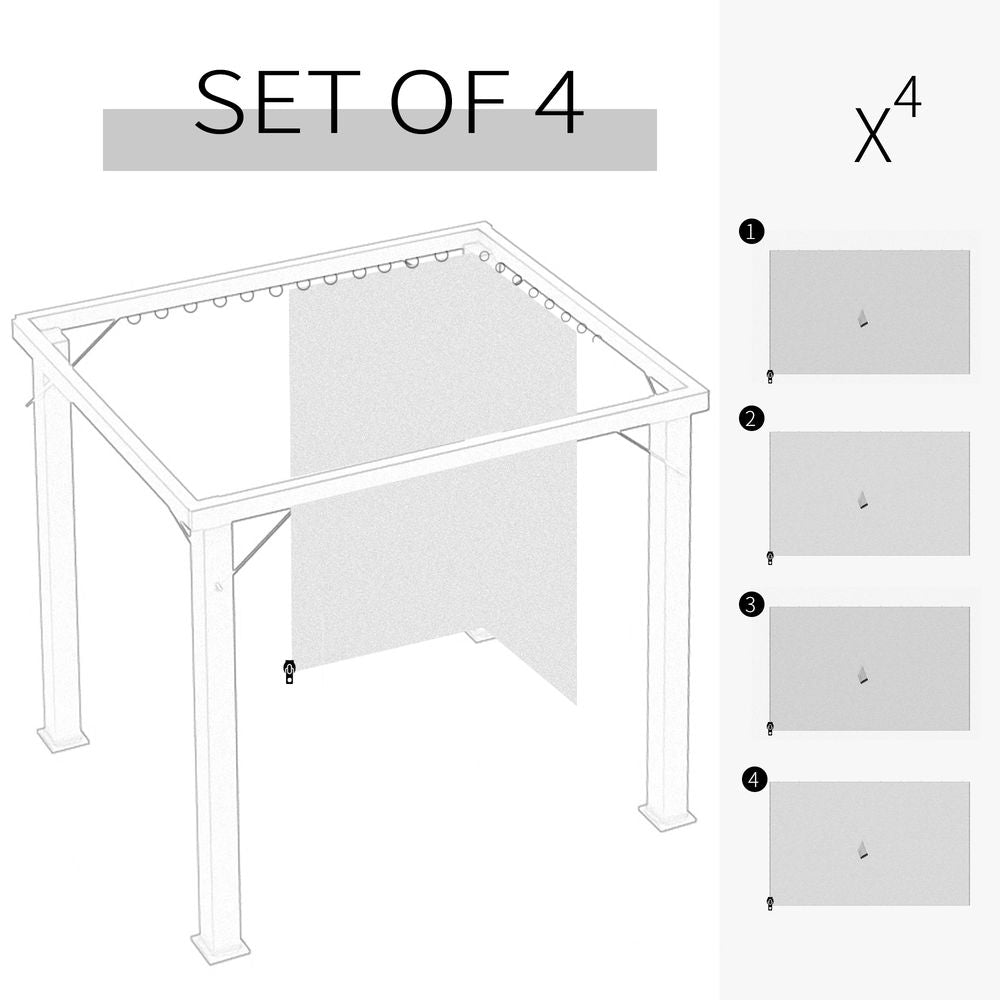 4 Pack Gazebo Replacement Sidewalls Privacy Panel for 3 x 4m Gazebo Outsunny