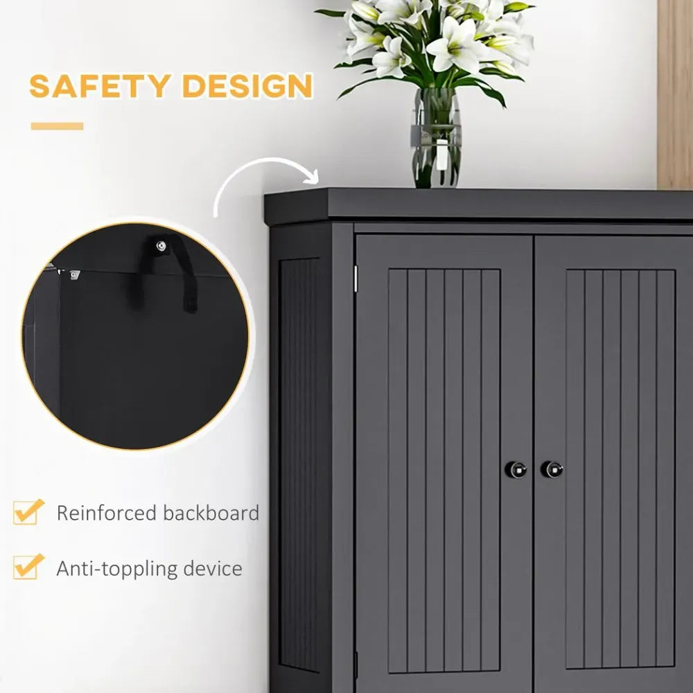 Freestanding Kitchen Storage Cabinet W/ Drawers Cupboards Shelves Home Black