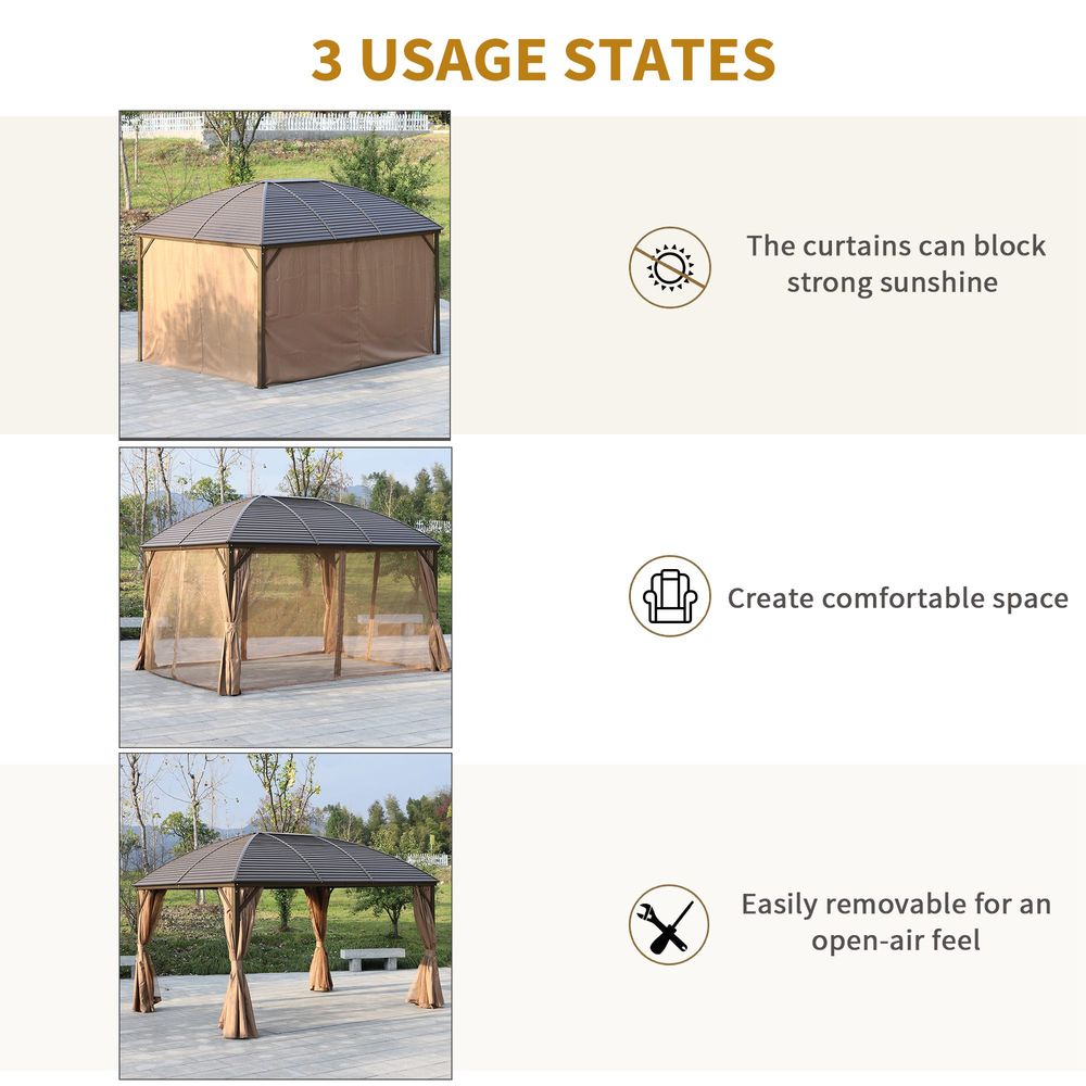 Outsunny Gazebo, 398L cm-Black/Brown