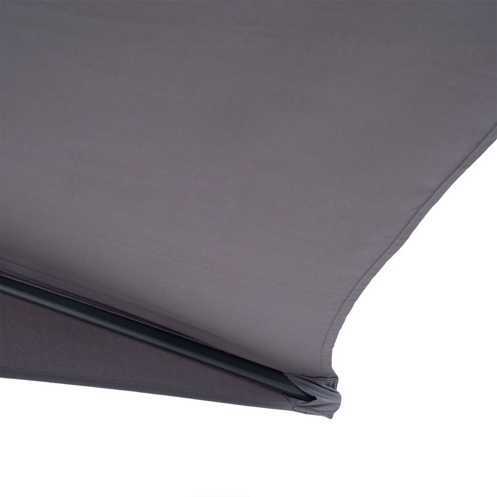 3 m Half Round Umbrella Parasol-Grey Polyester/Aluminum