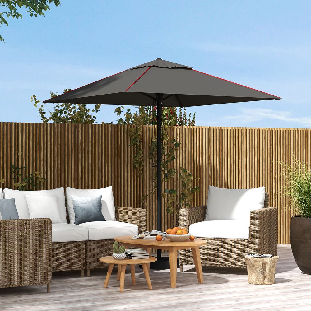 Outsunny Sun Parasol with Vent, Table Umbrella for Patio, Garden, Pool, Grey