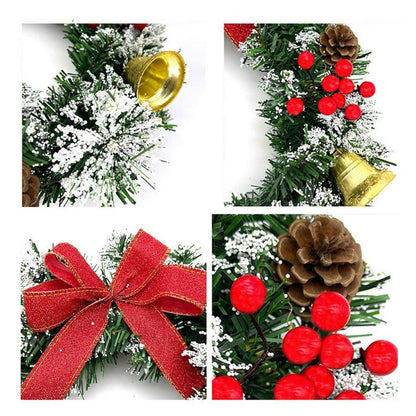 40cm Christmas Wreath Decor Artificial Hanging Xmas Wreath Pendant Home Window Door Outdoor Christmas Decoration Party Supplies