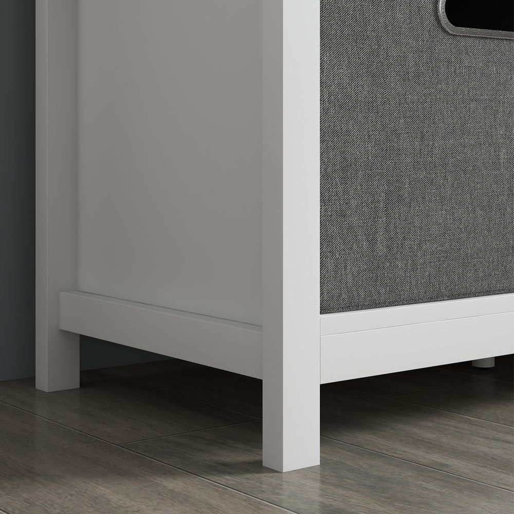 Shoe Bench with Cushioned Seat Fabric Drawers for Entryway Hallway White