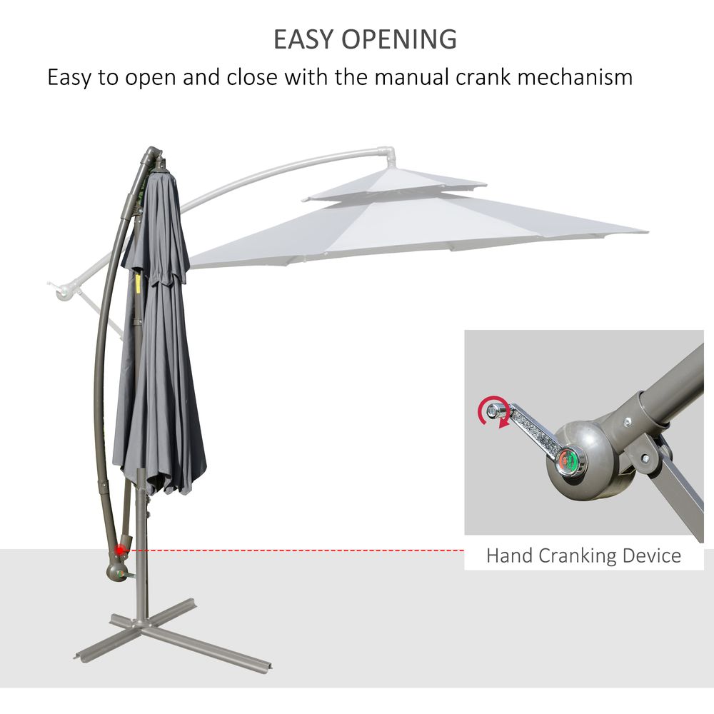 2.7m Garden Banana Parasol Cantilever Umbrella Handle, Dark Grey