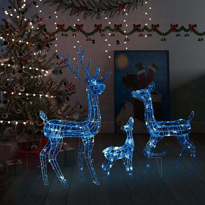 Acrylic Reindeer Family Christmas Decoration (with LED light Warm White)