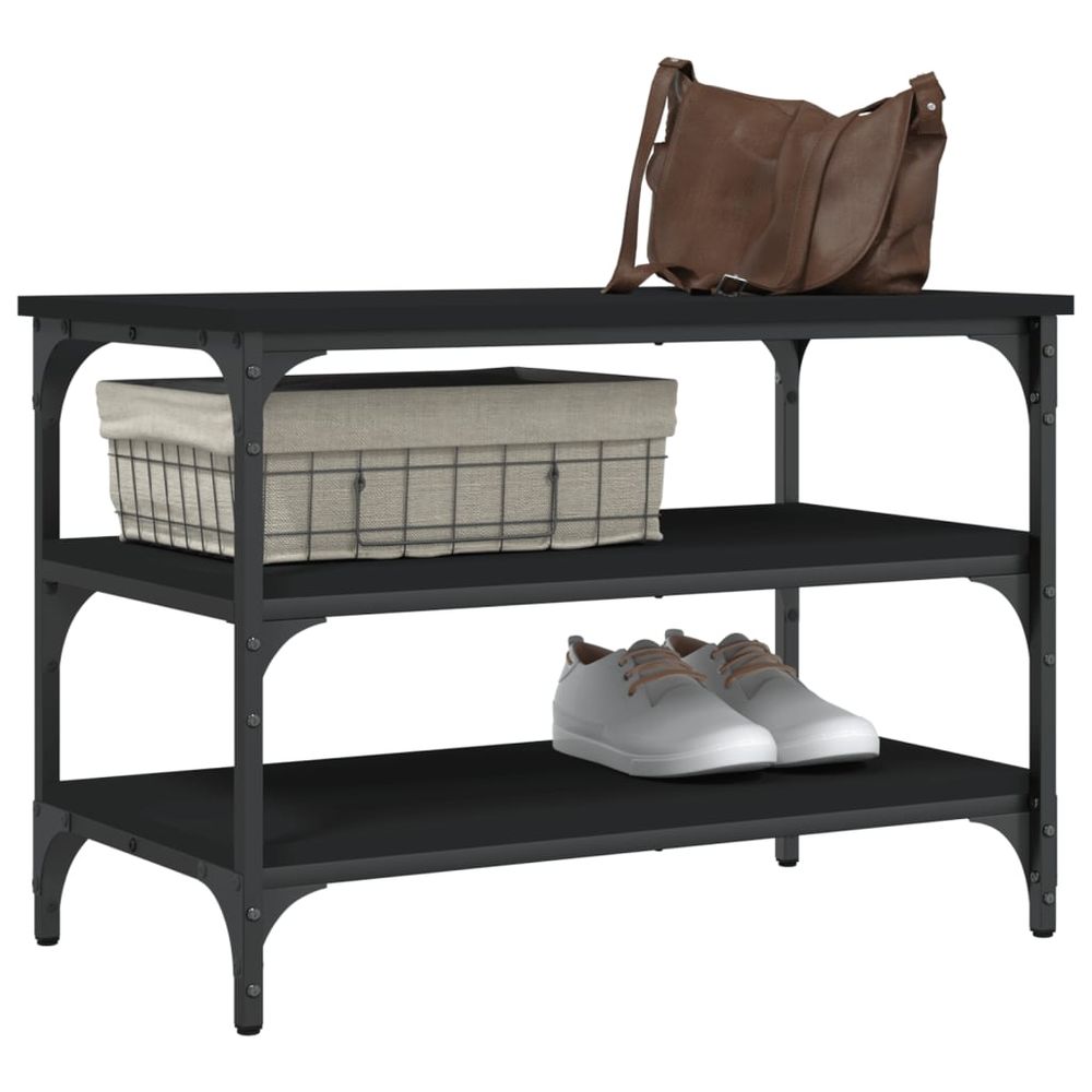 vidaXL Shoe Bench Black 70x38.5x49 cm Engineered Wood