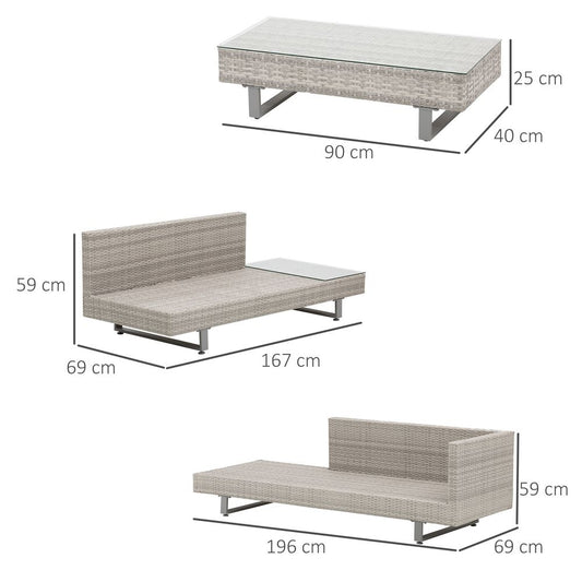 3pc Rattan Sofa Set Lounge Furniture