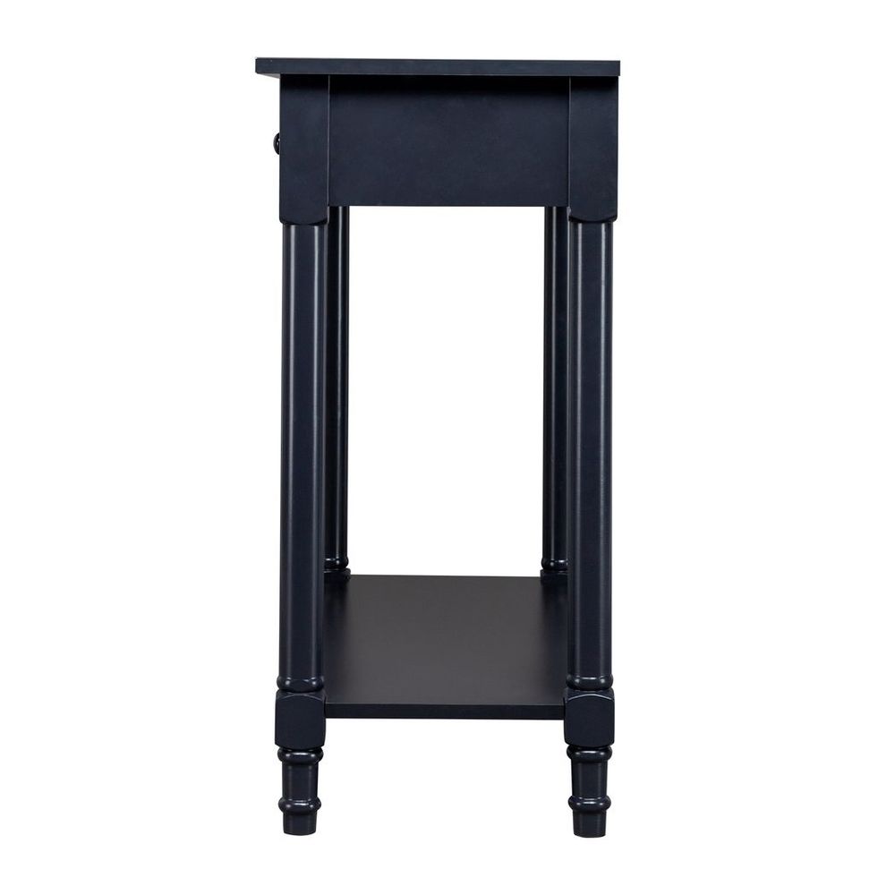 2-Tier Console Table with 2 Drawers， Console Tables for Entryway, Sofa Table with Storage Shelves, Entryway Table Behind Sofa Couch, for Living Room, Kitchen, Navy Blue/Black
