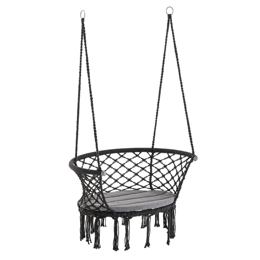 Hanging Hammock Chair Cotton Rope Swing  Large Macrame, Dark Grey