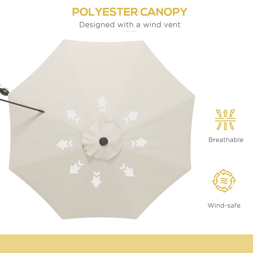Outsunny Sun Parasol with Vent, Wall Umbrella for Patio, Garden, Pool, Beige