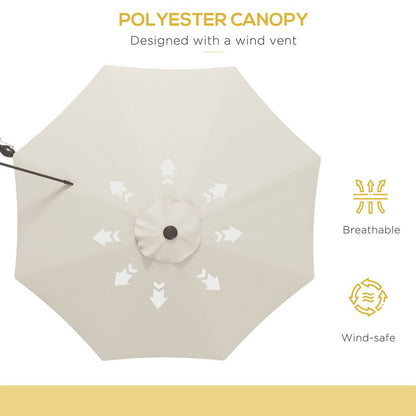 Outsunny Sun Parasol with Vent, Wall Umbrella for Patio, Garden, Pool, Beige