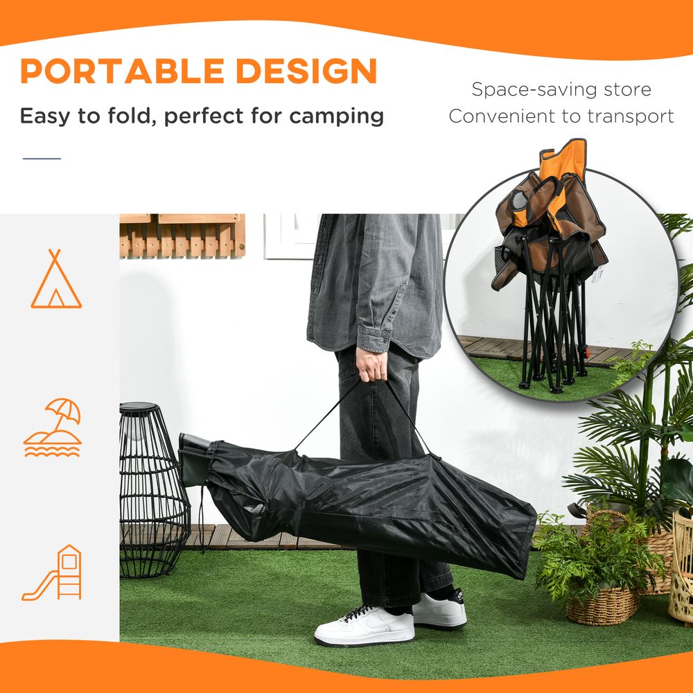 Outsunny Foldable Camping Chair w/ Footrest, Adjustable Backrest, Bag, Black