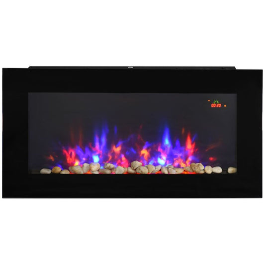 1000W/2000W LED Electric Fireplace Automatic Function Remote Timer Safe