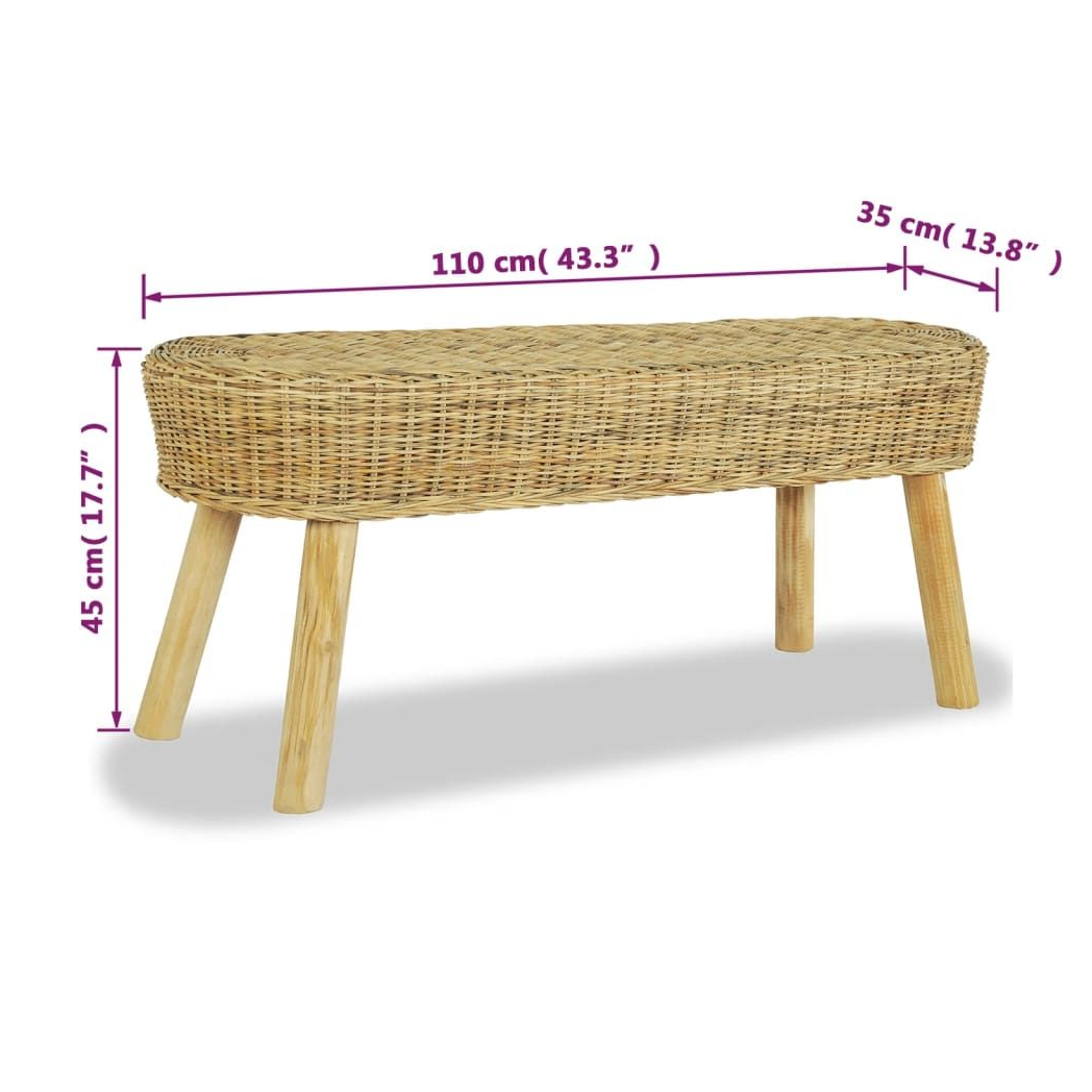 vidaXL Hall Bench 110x35x45 cm Natural Rattan