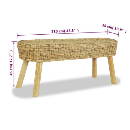 vidaXL Hall Bench 110x35x45 cm Natural Rattan