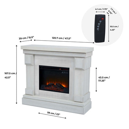 48″ Electric Fireplace with Touch Screen & Remote, Wood Grain