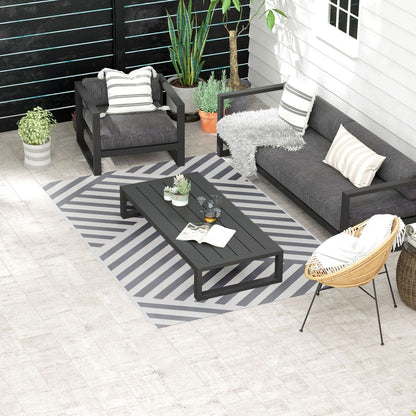 Outsunny Reversible Waterproof Outdoor Rug with Carry Bag, 182 x 274cm, Grey