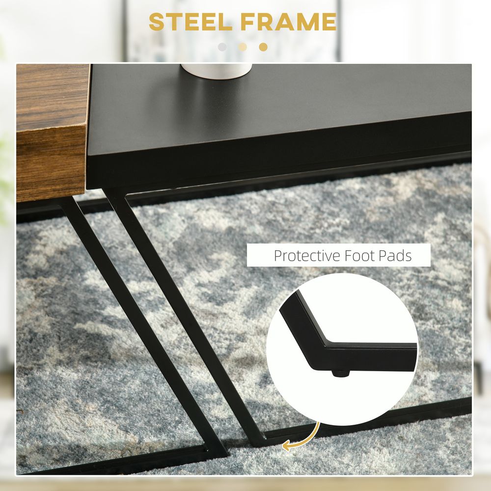 HOMCOM Coffee Table Set of 2, Coffee Tables with Steel Frame for Living Room