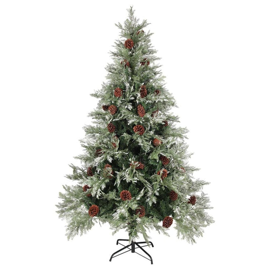 Christmas Tree with Pine Cones Green and White 120 cm PVC&PE