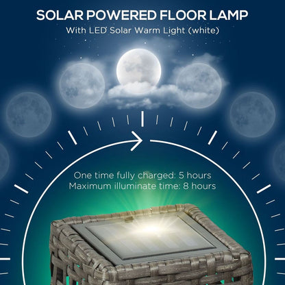 Outsunny Outdoor Rattan Solar Lantern wtih Auto On/Off Solar Powered LED Lights