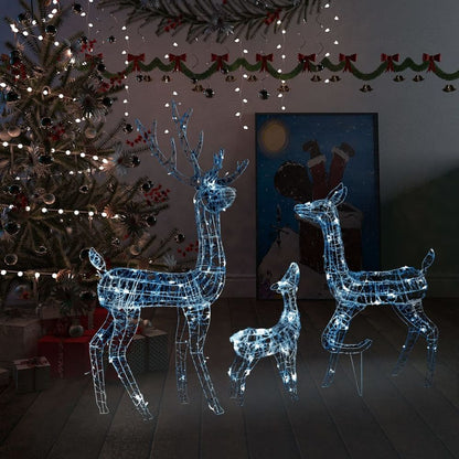 Acrylic Reindeer Family Christmas Decoration (with LED light Warm White)