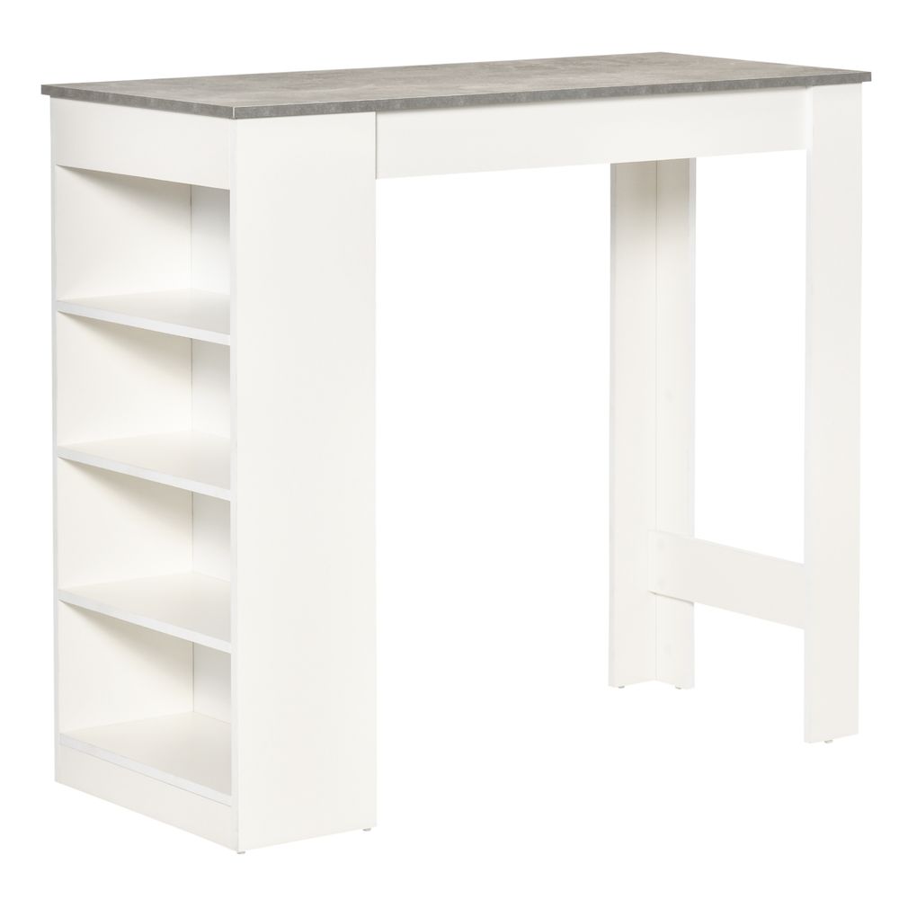 HOMCOM Bar Table Coffee Table Kitchen Dining Table with 4-Tier Shelf Grey