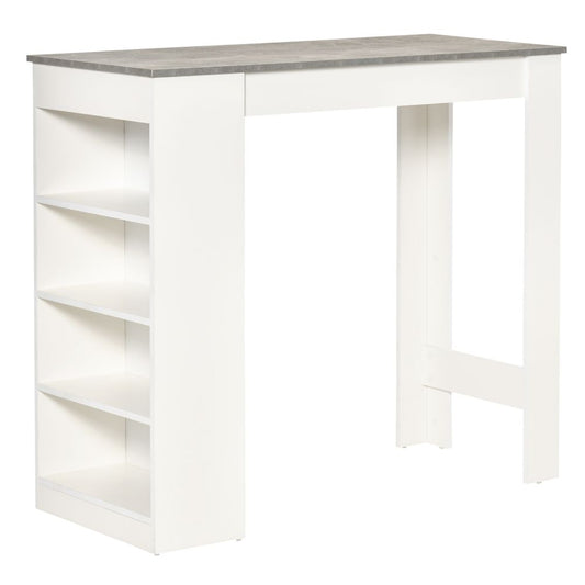 HOMCOM Bar Table Coffee Table Kitchen Dining Table with 4-Tier Shelf Grey