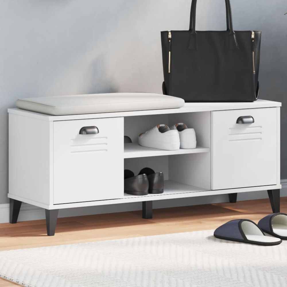vidaXL Shoe Bench VIKEN White 106x35x45 cm Engineered Wood