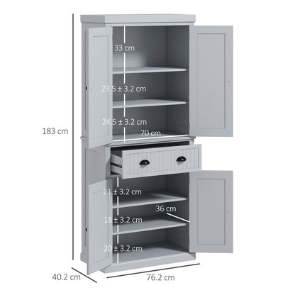HOMCOM Freestanding Kitchen Storage Cabinet Drawers Cupboards Shelves Grey