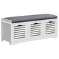 3-Door Shoe Storage Bench Cushion Seat Slatted Doors Elevated Base White