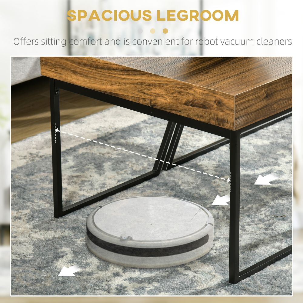 HOMCOM Coffee Table Set of 2, Coffee Tables with Steel Frame for Living Room