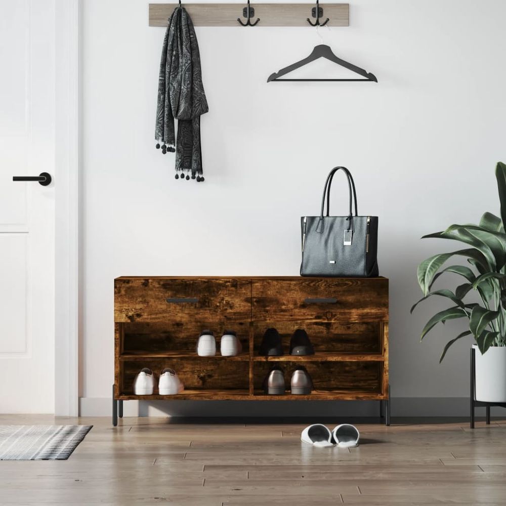 vidaXL Shoe Bench White 102x35x55 cm Engineered Wood