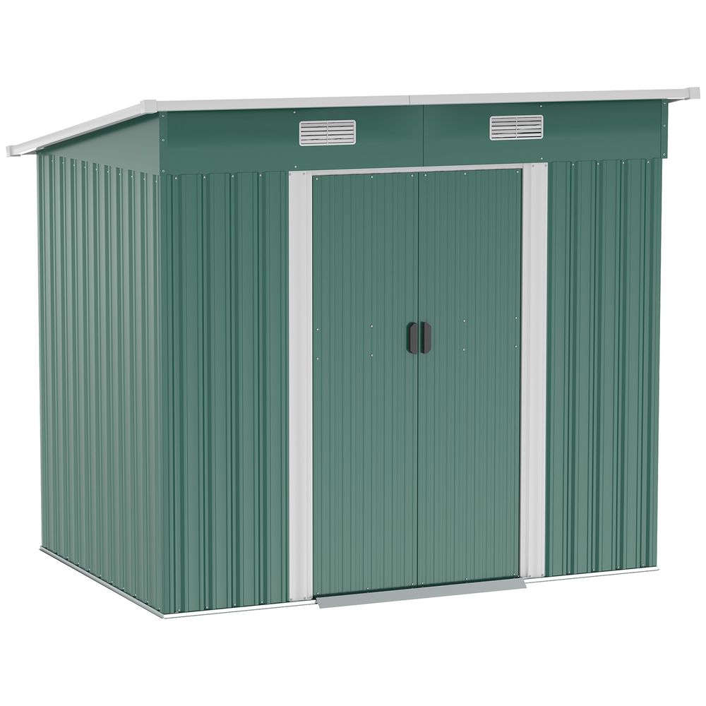 7 x 4ft Outdoor Garden Metal Storage Shed, Green