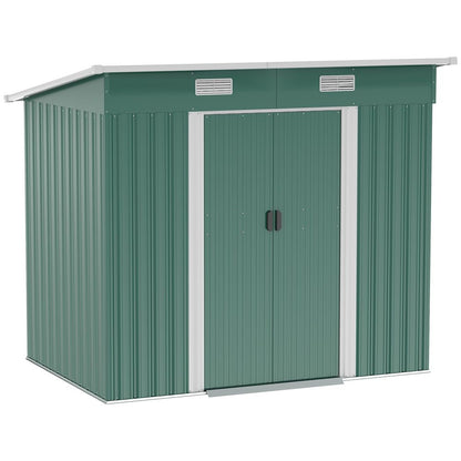 7 x 4ft Outdoor Garden Metal Storage Shed, Green