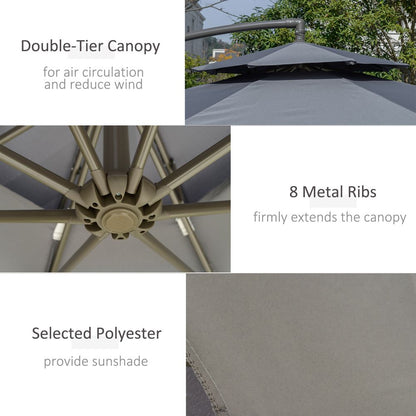 2.7m Garden Banana Parasol Cantilever Umbrella Handle, Dark Grey