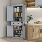 HOMCOM Freestanding Kitchen Storage Cabinet Drawers Cupboards Shelves Grey