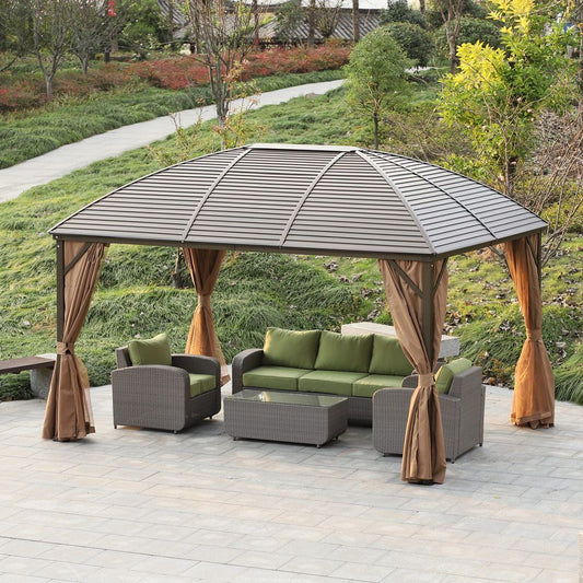 Outsunny Gazebo, 398L cm-Black/Brown