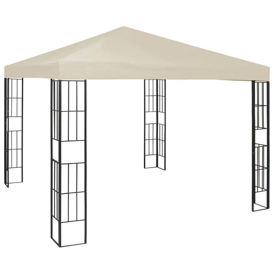 Gazebo with LED String Lights 3x3 m Cream