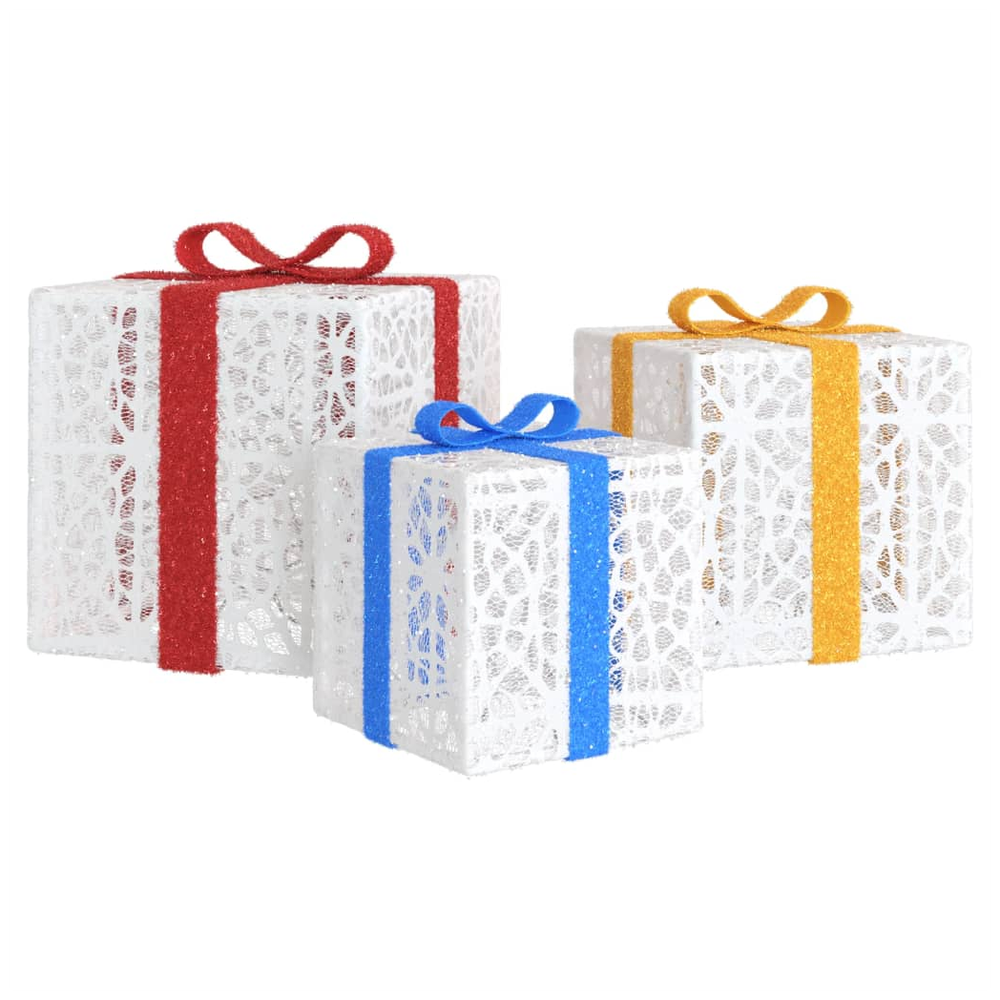 Christmas Boxes 3 pcs 64 LEDs (with lights warm white)