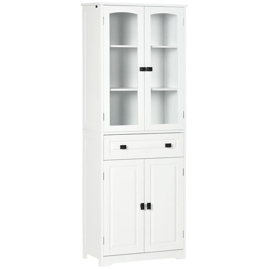HOMCOM Kitchen Cupboard Storage Cabinet Adjustable Shelves, Glass Door, 160cm
