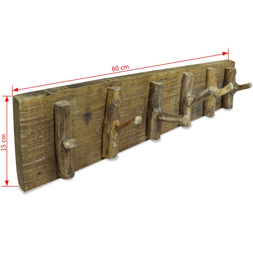 Coat Rack Solid Reclaimed Wood 60x15 cm