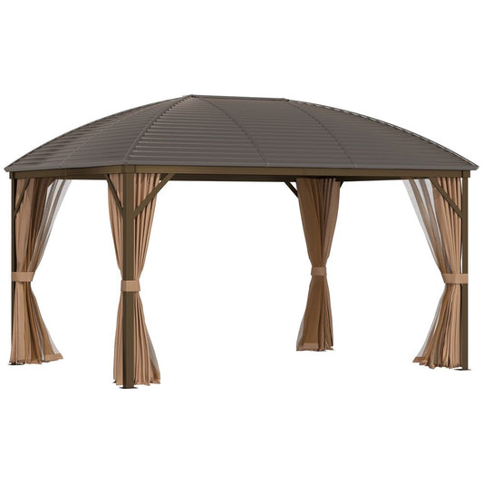 Outsunny Gazebo, 398L cm-Black/Brown