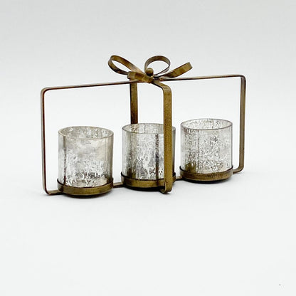 12" 3 ANTIQUE VOTIVE ON STAND