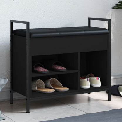 vidaXL Shoe Bench Black 65.5x32x57.5 cm Engineered Wood