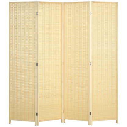 4 Panel Folding Room Divider 170cm Wall Privacy Screen Protector Natural