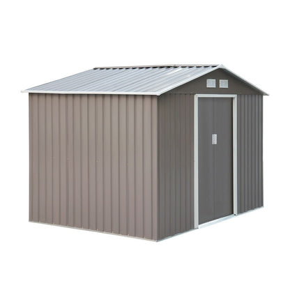 9 x 6FT Foundation Ventilation Steel Outdoor Garden Shed Grey
