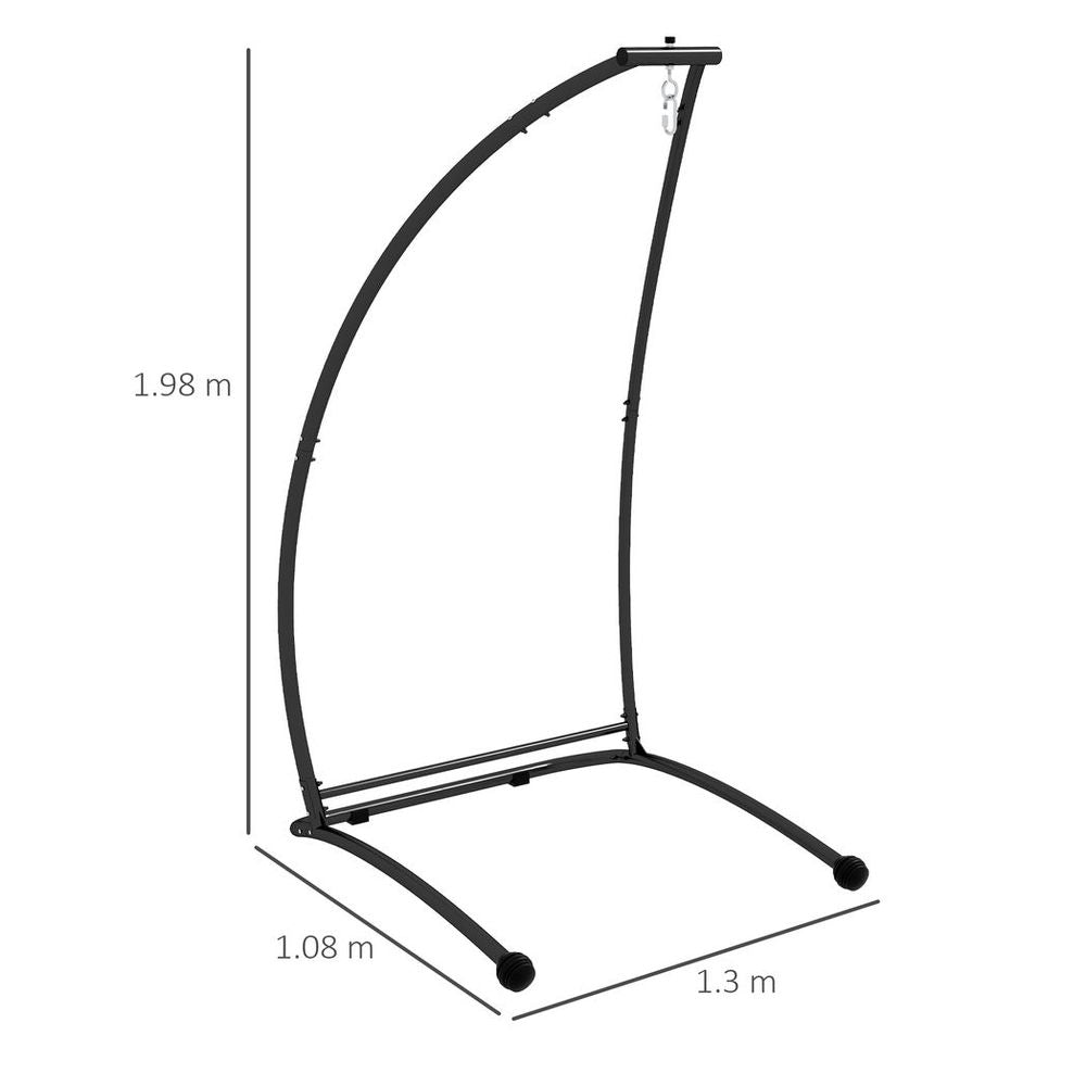 Outsunny Hammock Chair Stand with Metal Frame C Shape Hammock Stand Only, Black
